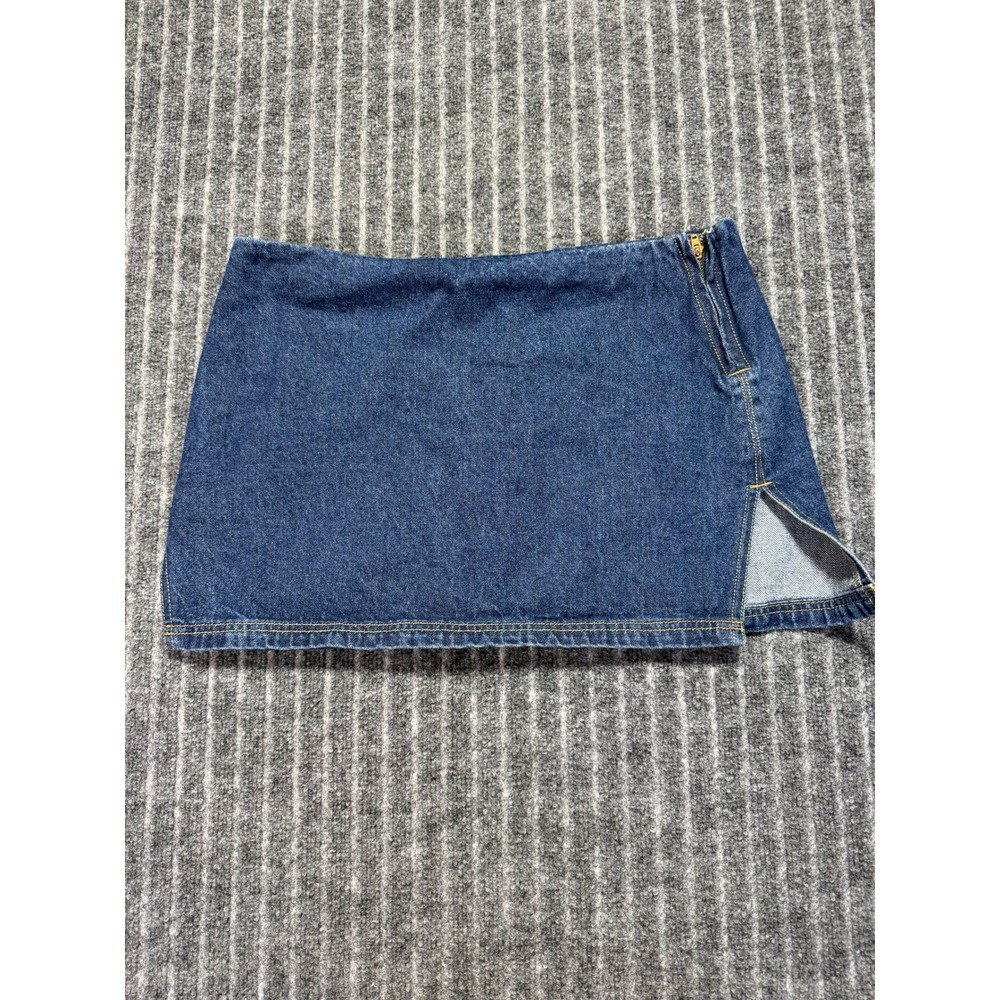 Milk It Denim Mini Skirt Women Sz 14 Side Zip Slit Y2K Edgy Streetwear‎ Coquette